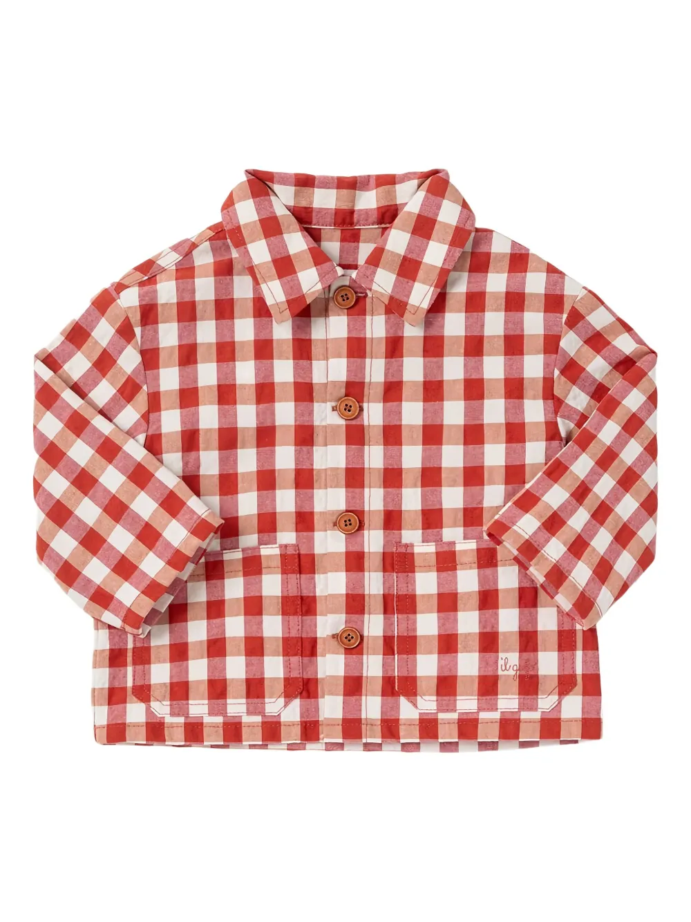 Il Gufo Babies' Gingham-check Buttoned Jacket In Red