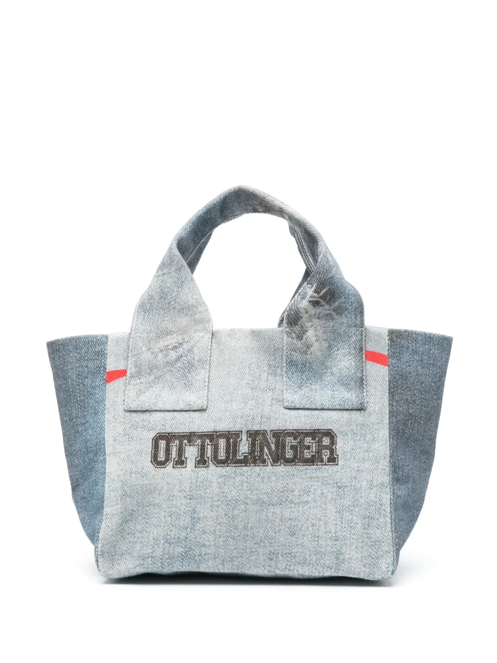 mini denim-print tote bag