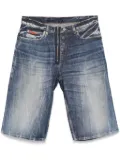 Martine Rose logo-patch denim shorts - Blue