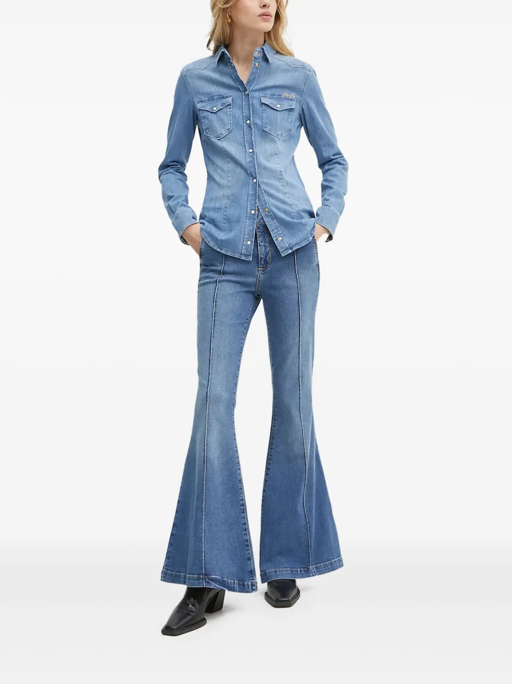 Liu •jo Panelled Flared Jeans In Blue