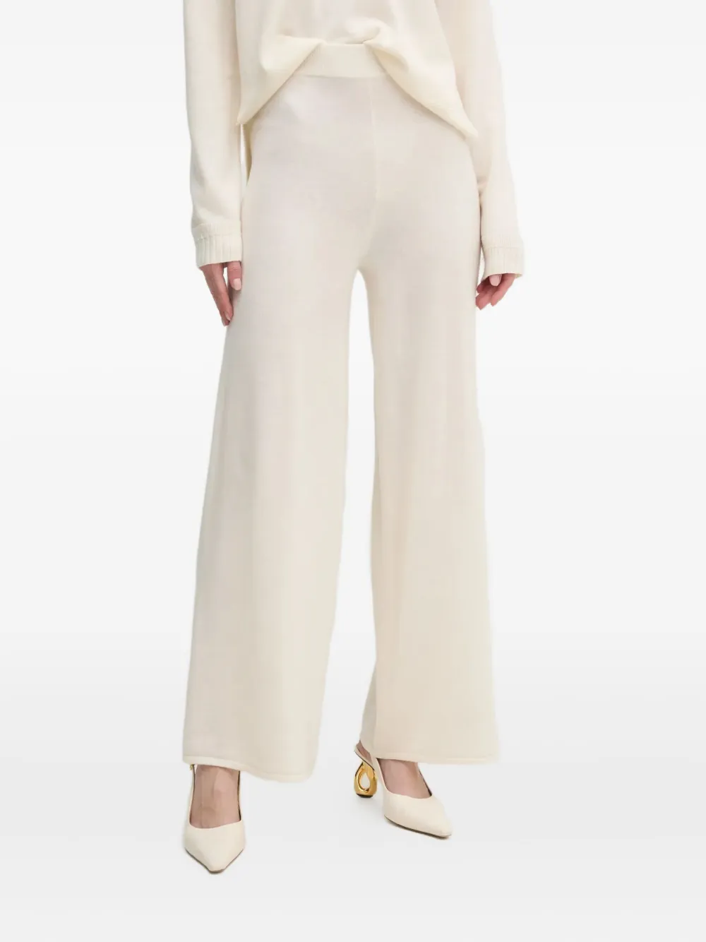 LIU JO logo-embroidered flared trousers | White | Image 1