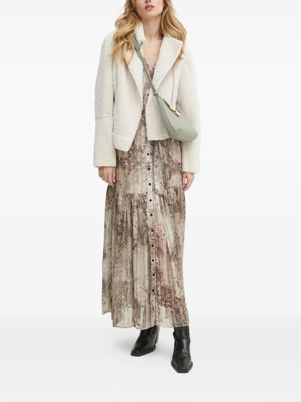 GUESS USA Fleece jack met asymmetrische rits Beige