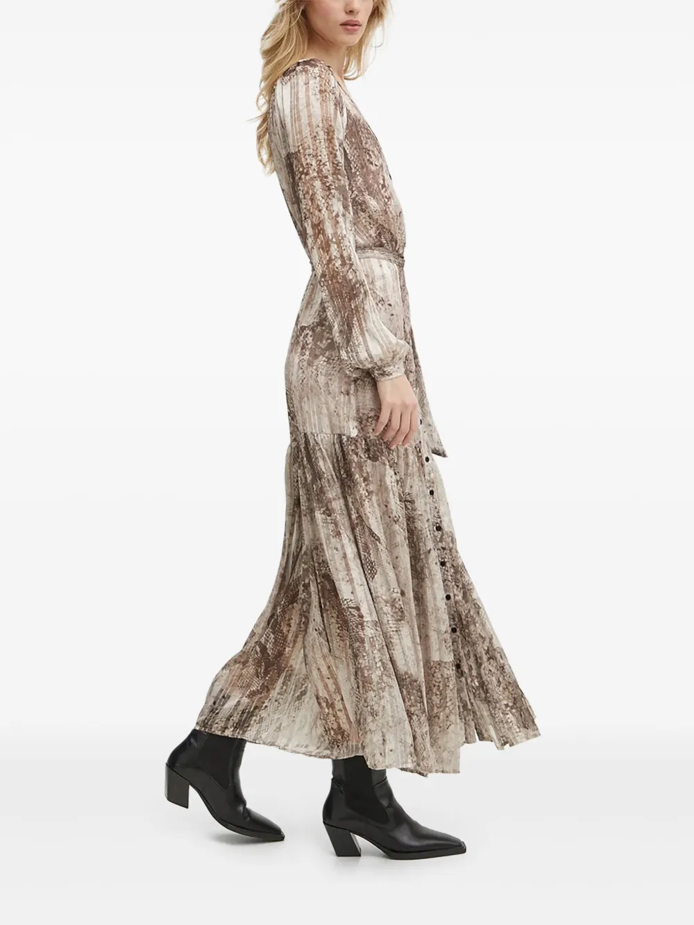 Guess Usa Snakeskin-print Maxi Dress In Multi
