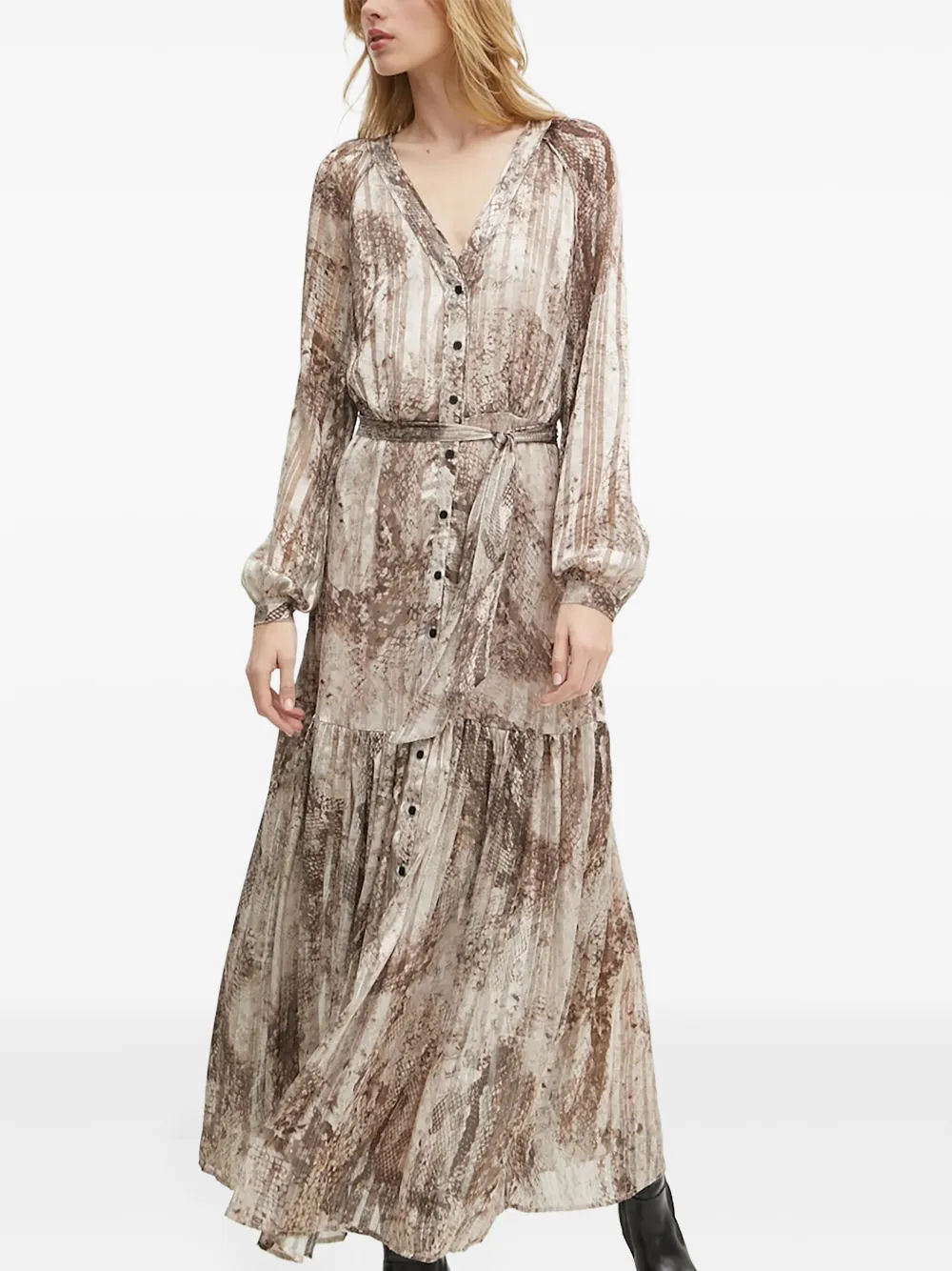 Guess Usa Snakeskin-print Maxi Dress In Multi