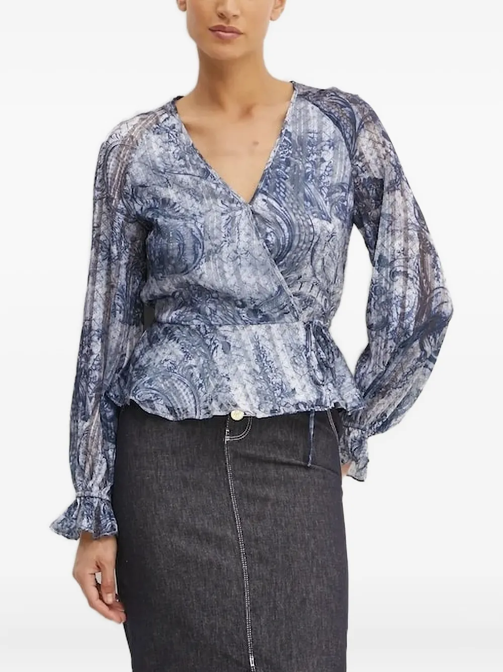 GUESS USA paisley-print wrap top - ブルー GUESS USA paisley-print wrap top - ブルー
