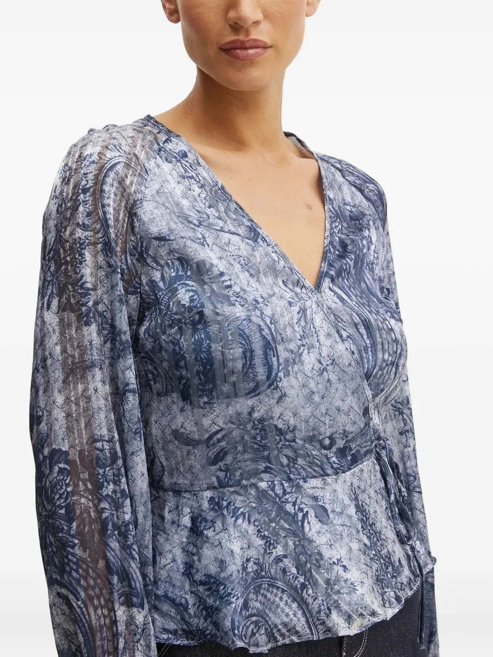 GUESS USA Wikkeltop met paisley-print Blauw