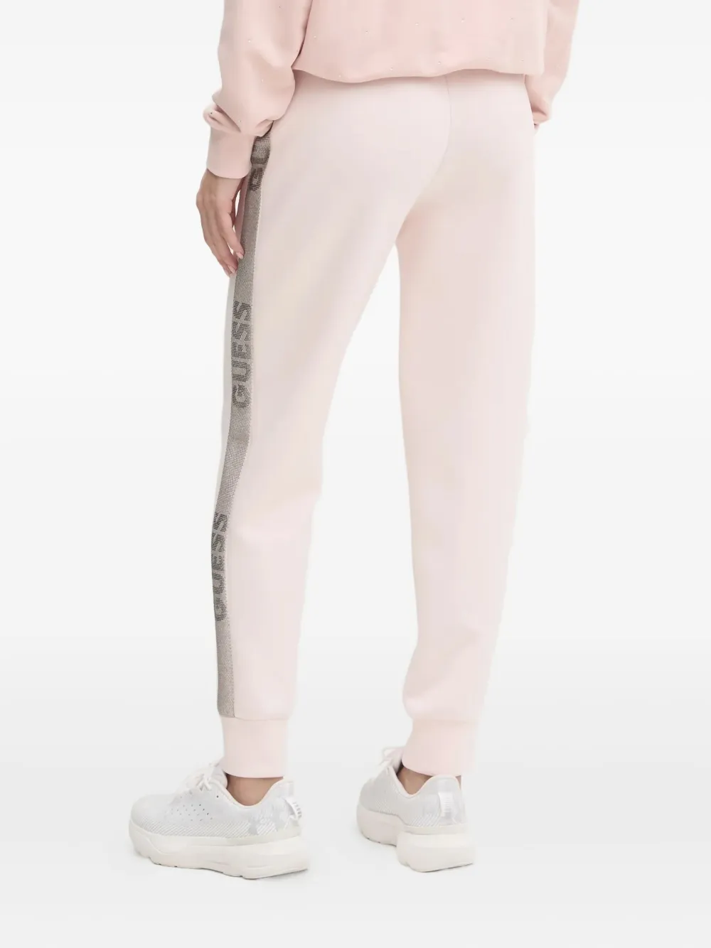 Guess Usa Victoire Rhinestone-embellished Track Pants In Pink
