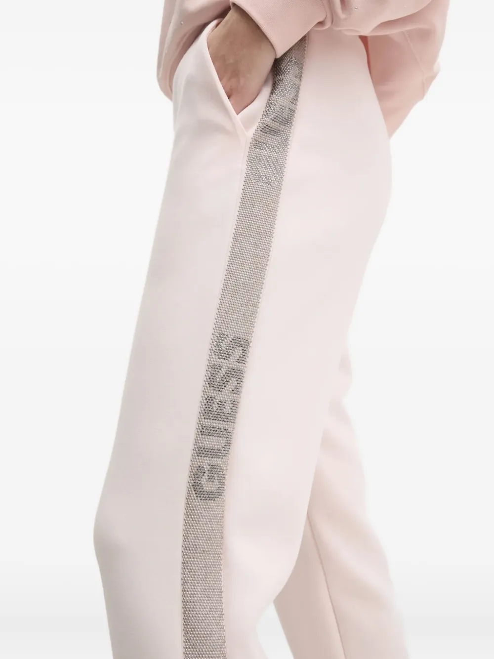 Guess Usa Victoire Rhinestone-embellished Track Pants In Pink