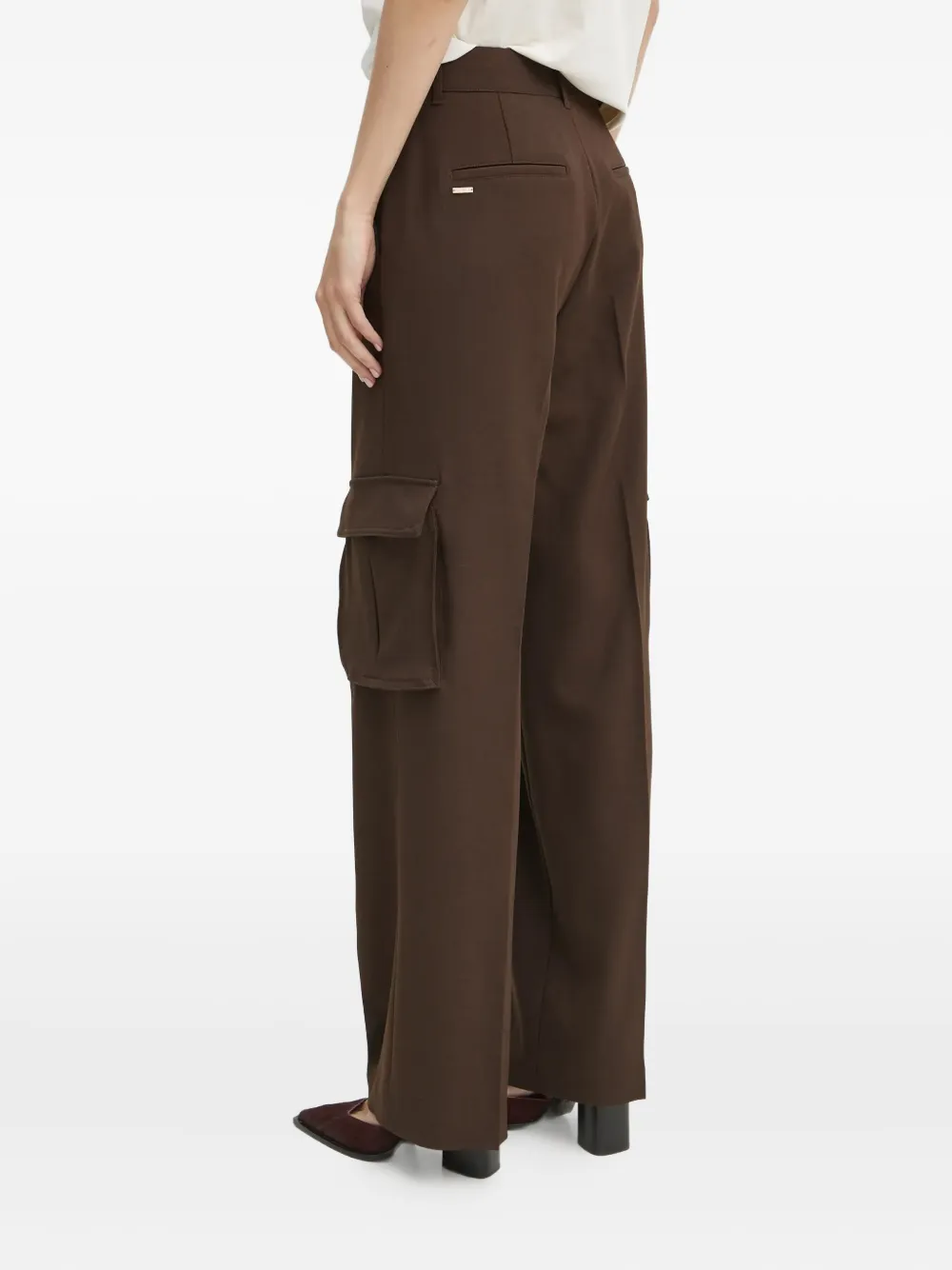 Guess Usa Pleated Cargo-pocket Trousers In Brown