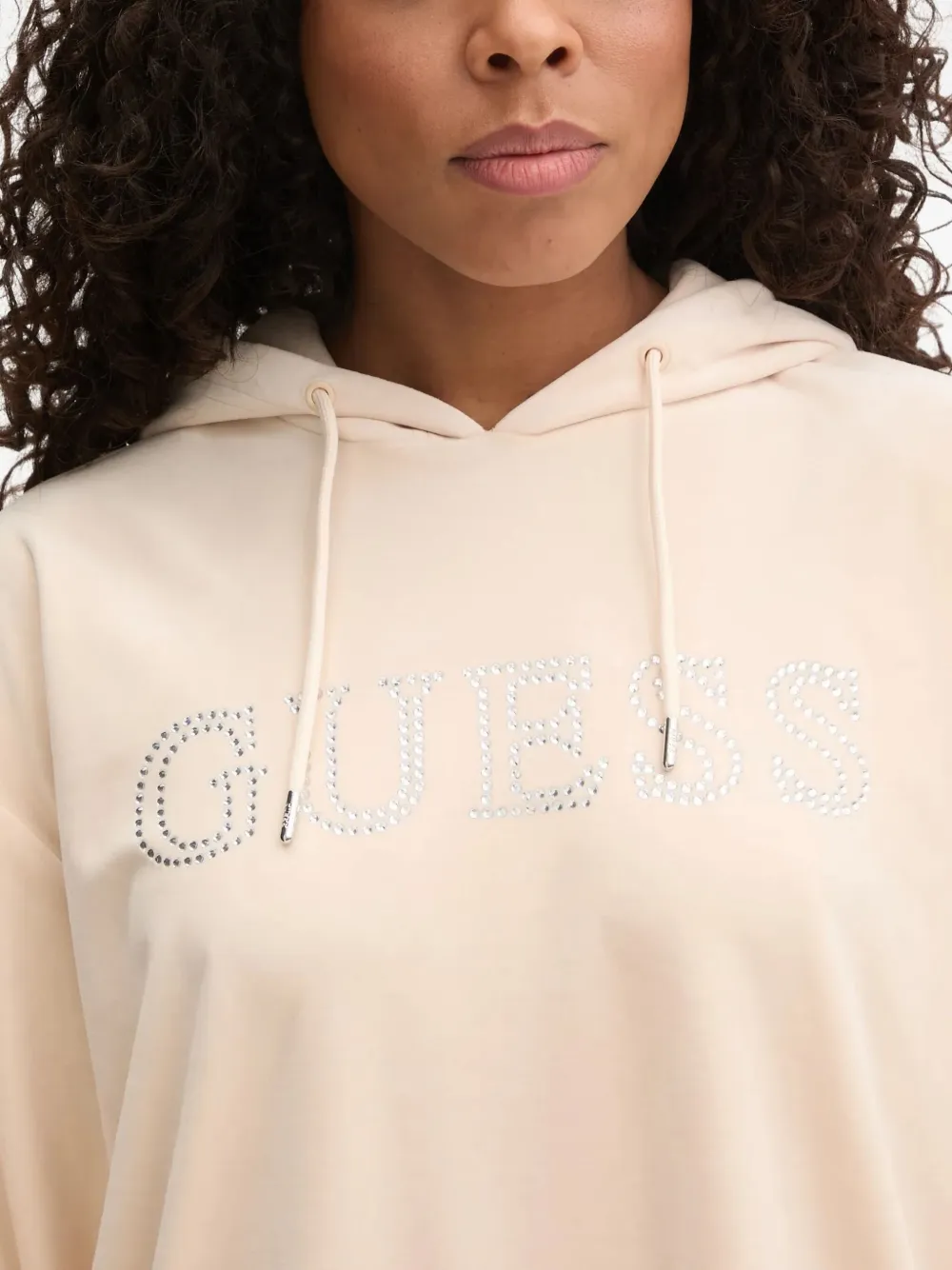 GUESS USA Hoodiejurk verfraaid met kristallen Beige