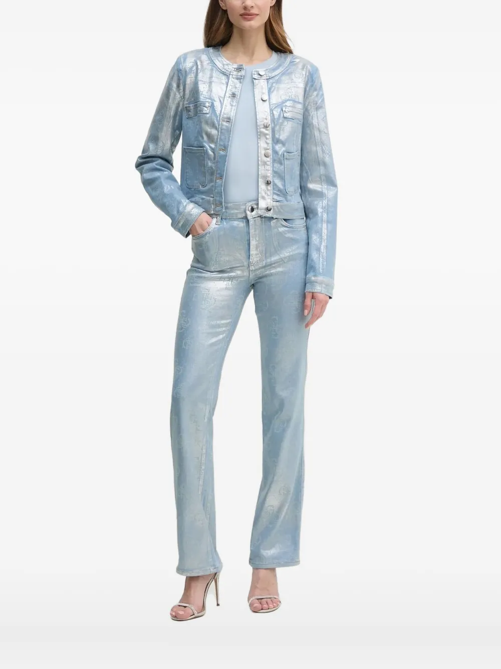 Guess Usa Logo-motif Bomber Jacket In Blue