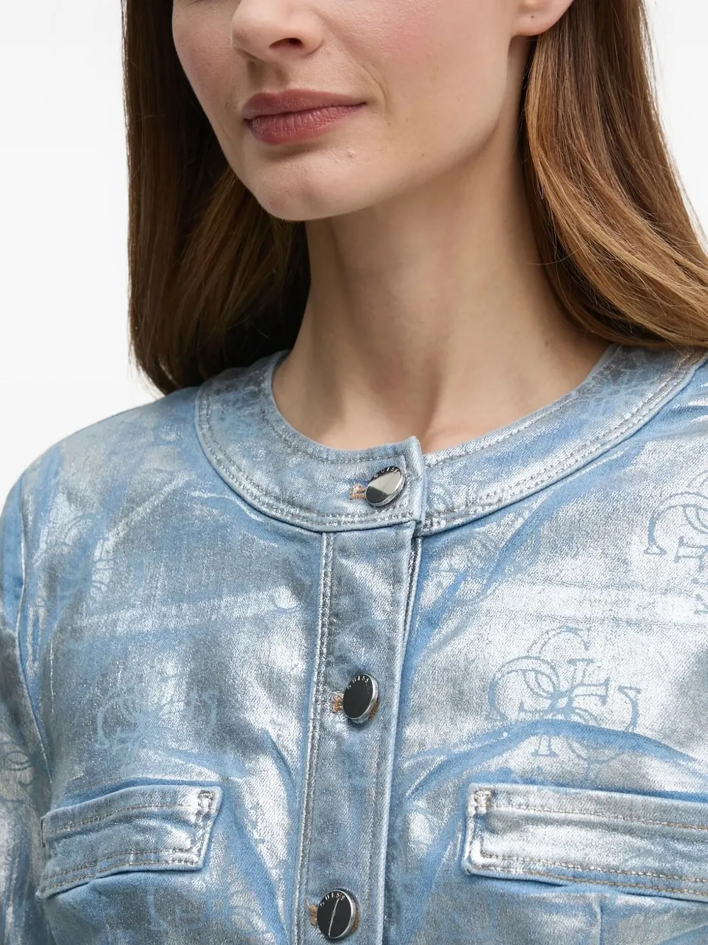 GUESS USA Bomberjack met logopatroon Blauw