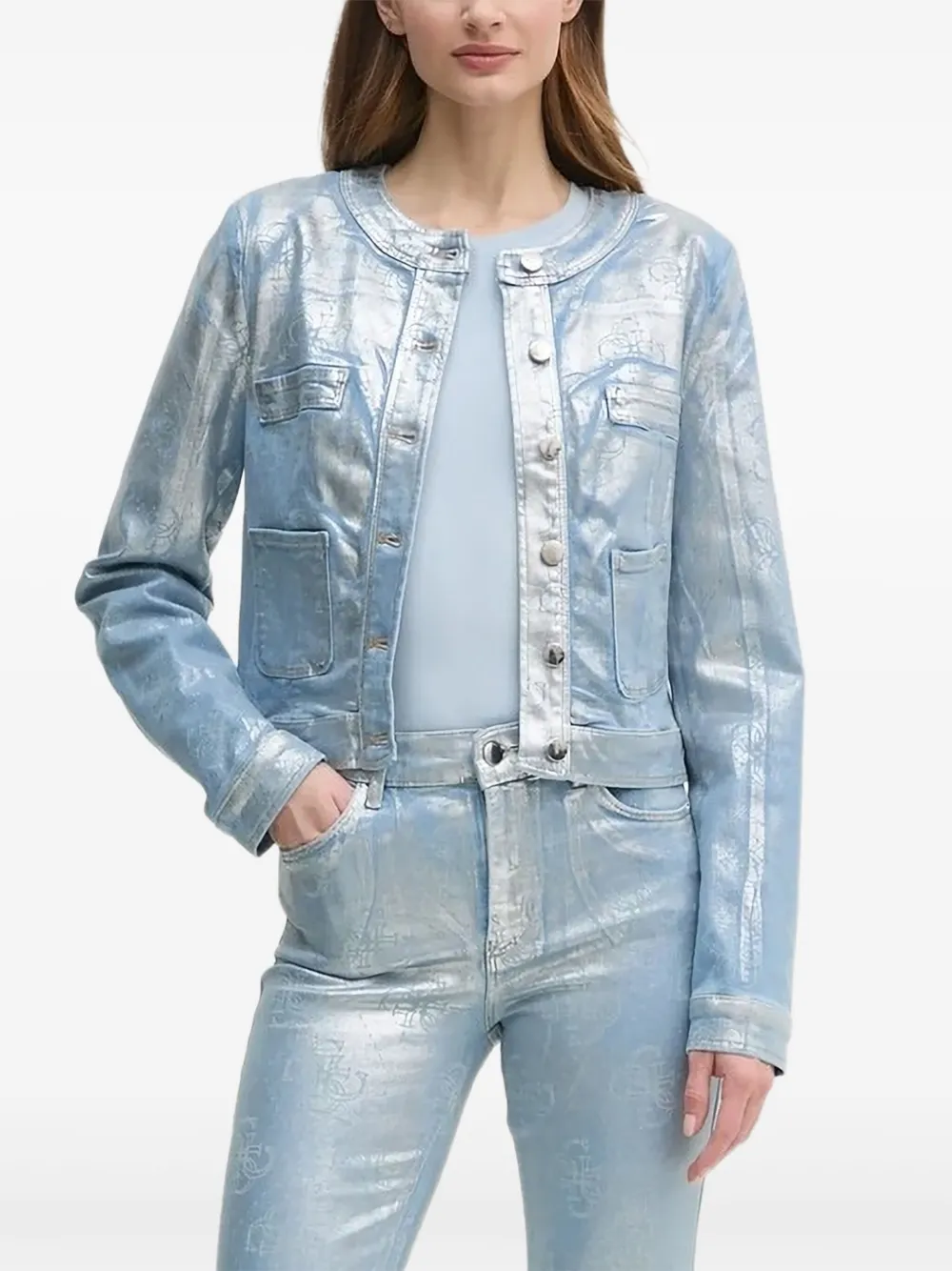 GUESS USA Bomberjack met logopatroon Blauw