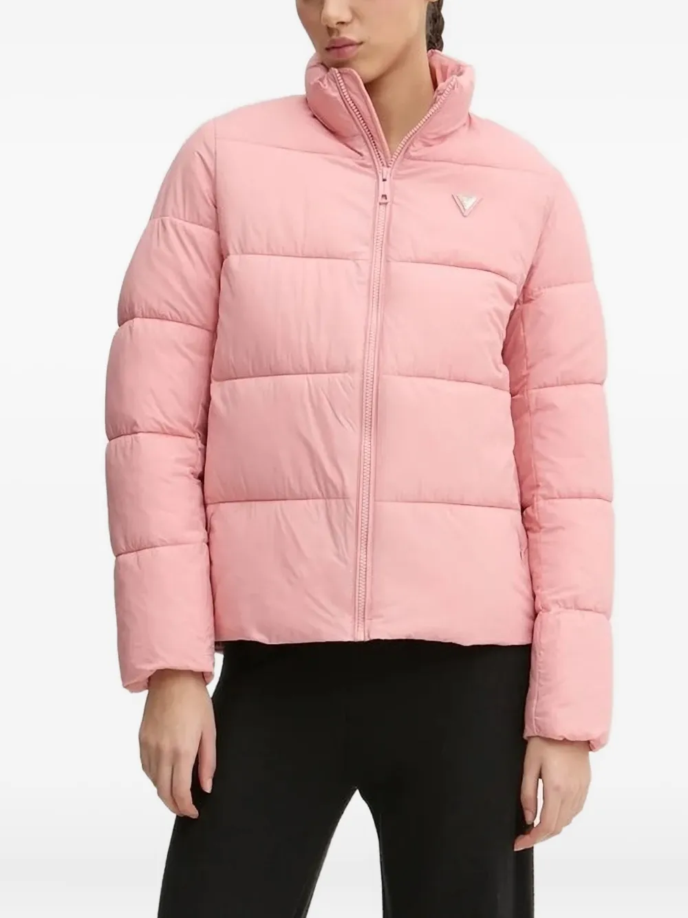 GUESS USA triangle-logo quilted puffer jacket | Pink | Image 1