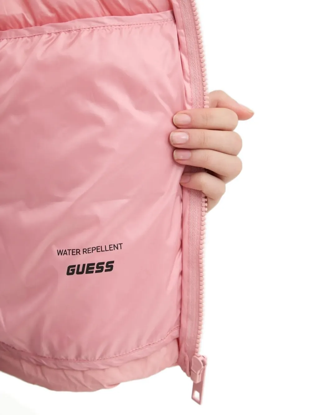 Guess Usa Triangle-logo Quilted Puffer Jacket In Pink