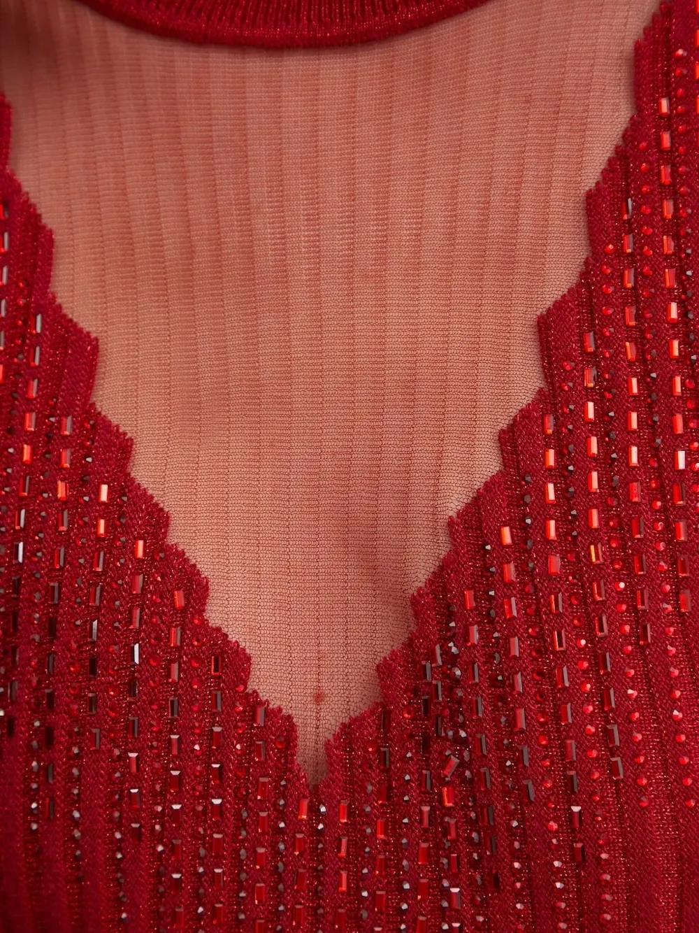 GUESS USA Geribbelde trui verfraaid met kristallen Rood