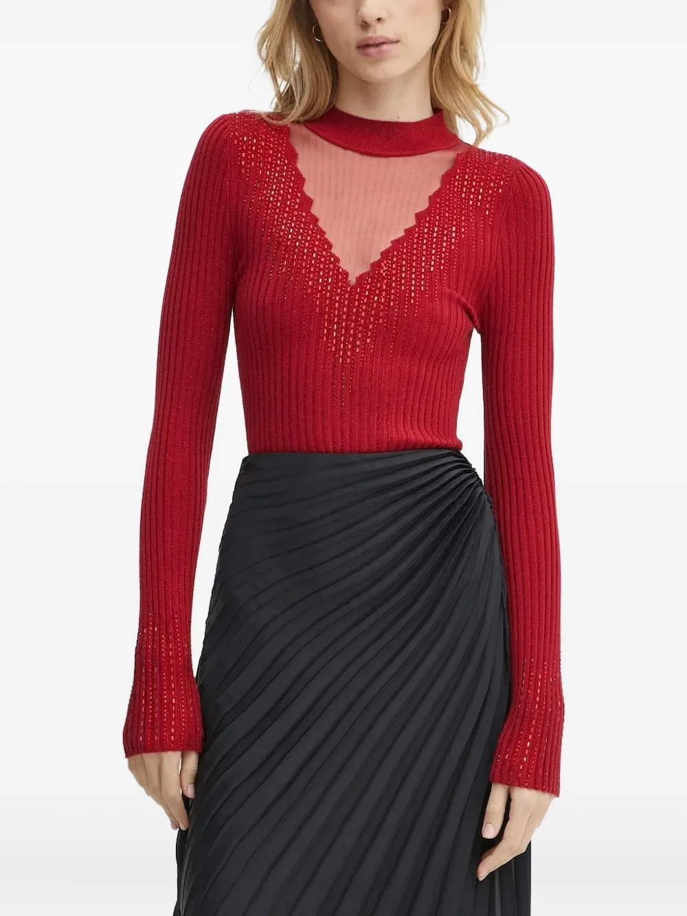 GUESS USA crystal-embellished ribbed jumper | Red | Image 1