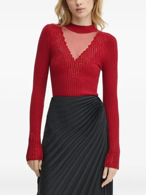 GUESS USA crystal-embellished ribbed jumper