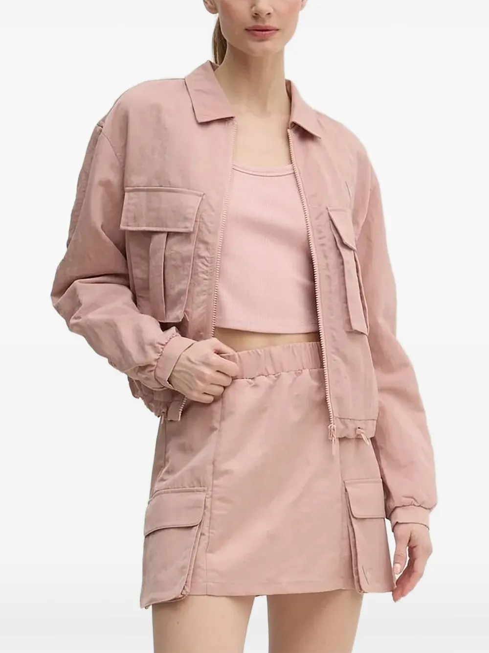 GUESS USA triangle-logo zip-up jacket | Pink | Image 1