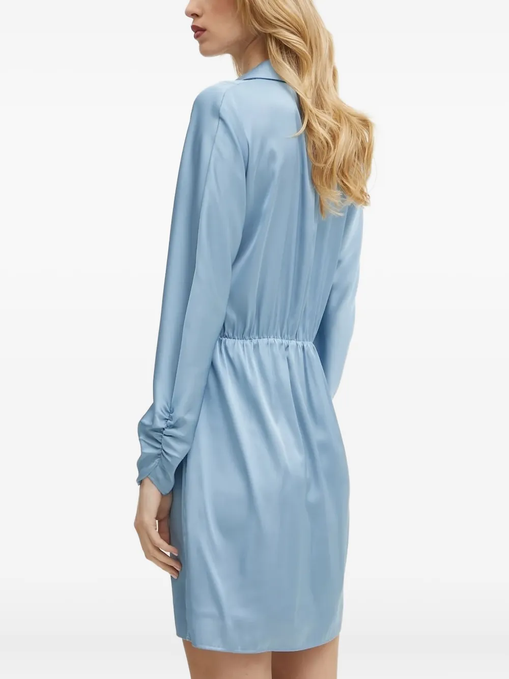 GUESS USA Mini-jurk met gesmockte cuffs en gewikkelde hals - Blauw