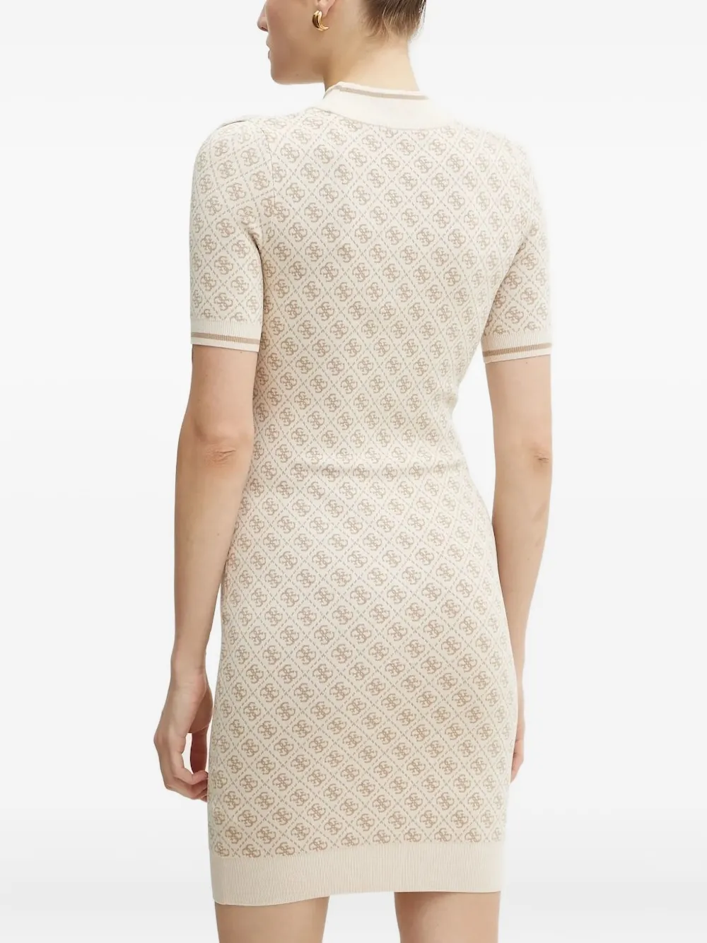 GUESS USA monogram-pattern short-sleeve mini dress - Wit