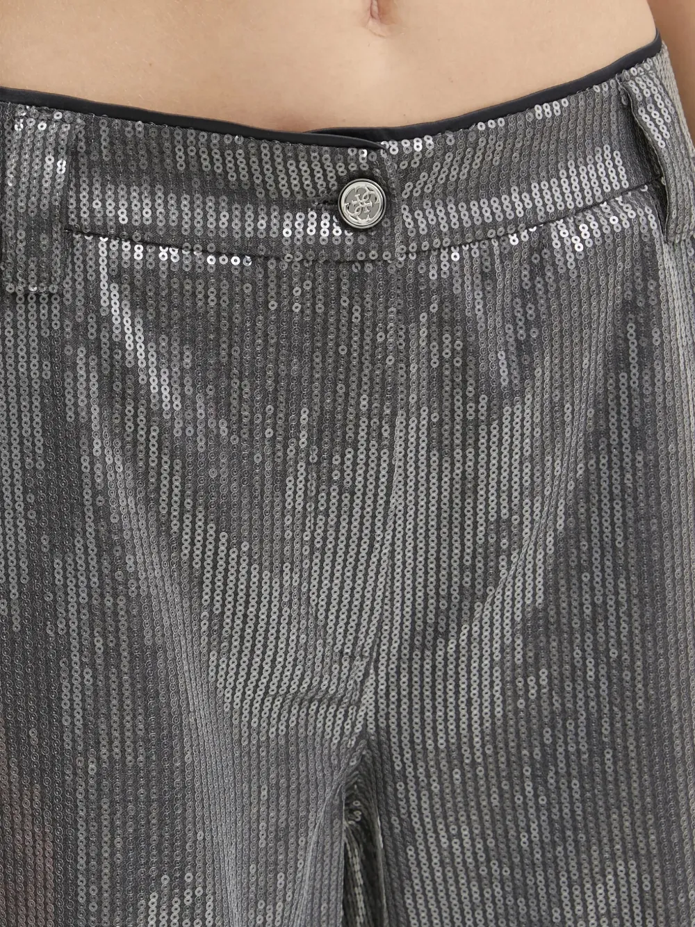 Guess Usa Sequin-embellished Straight-leg Trousers In Gray