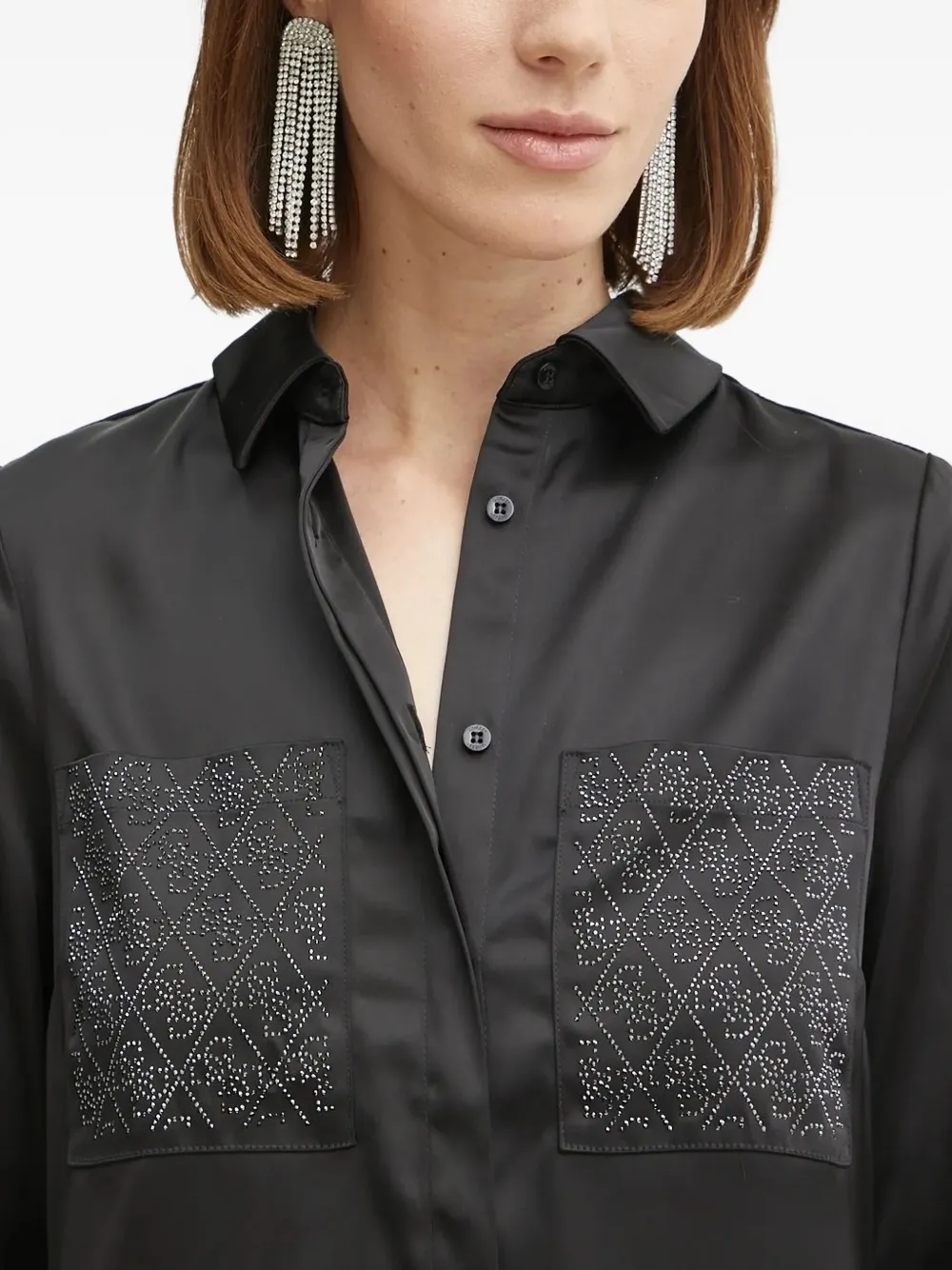 GUESS USA T-shirt met verfraaid zak Zwart