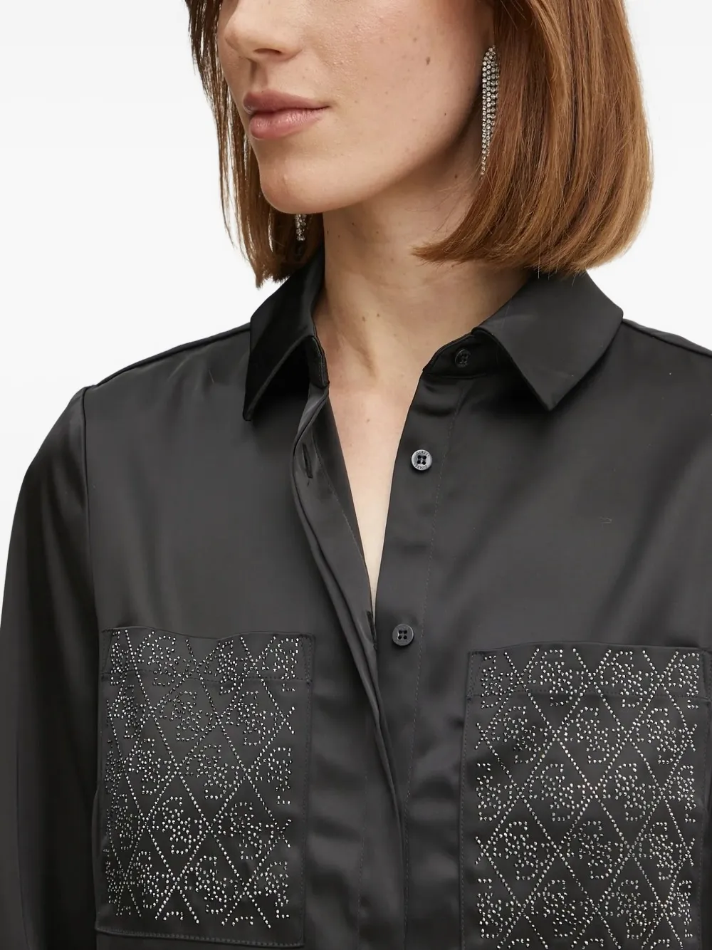 GUESS USA T-shirt met verfraaid zak Zwart