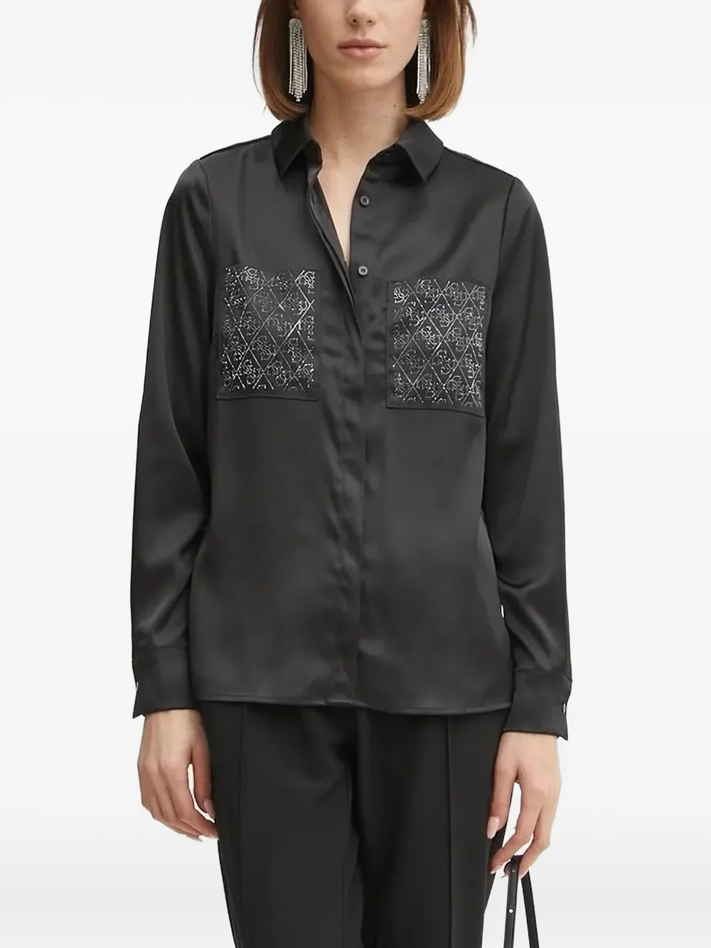 GUESS USA embellished-pocket shirt | Black | Image 1