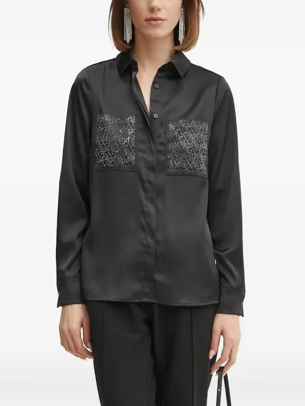 guess dress shirt Guess Men's Luxe Stretch Long Sleeves Shirt - Jet Black