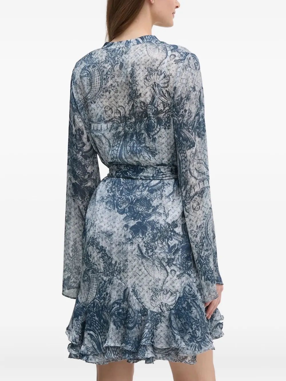 GUESS USA Mini-jurk met ruches en grafische print Blauw