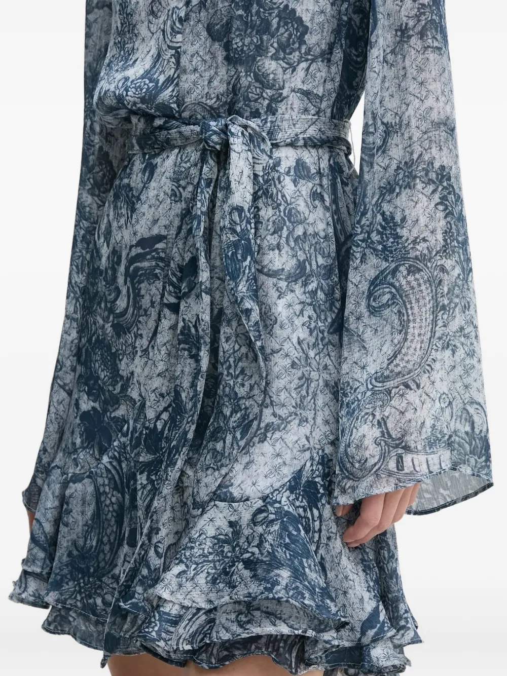 GUESS USA Mini-jurk met ruches en grafische print Blauw
