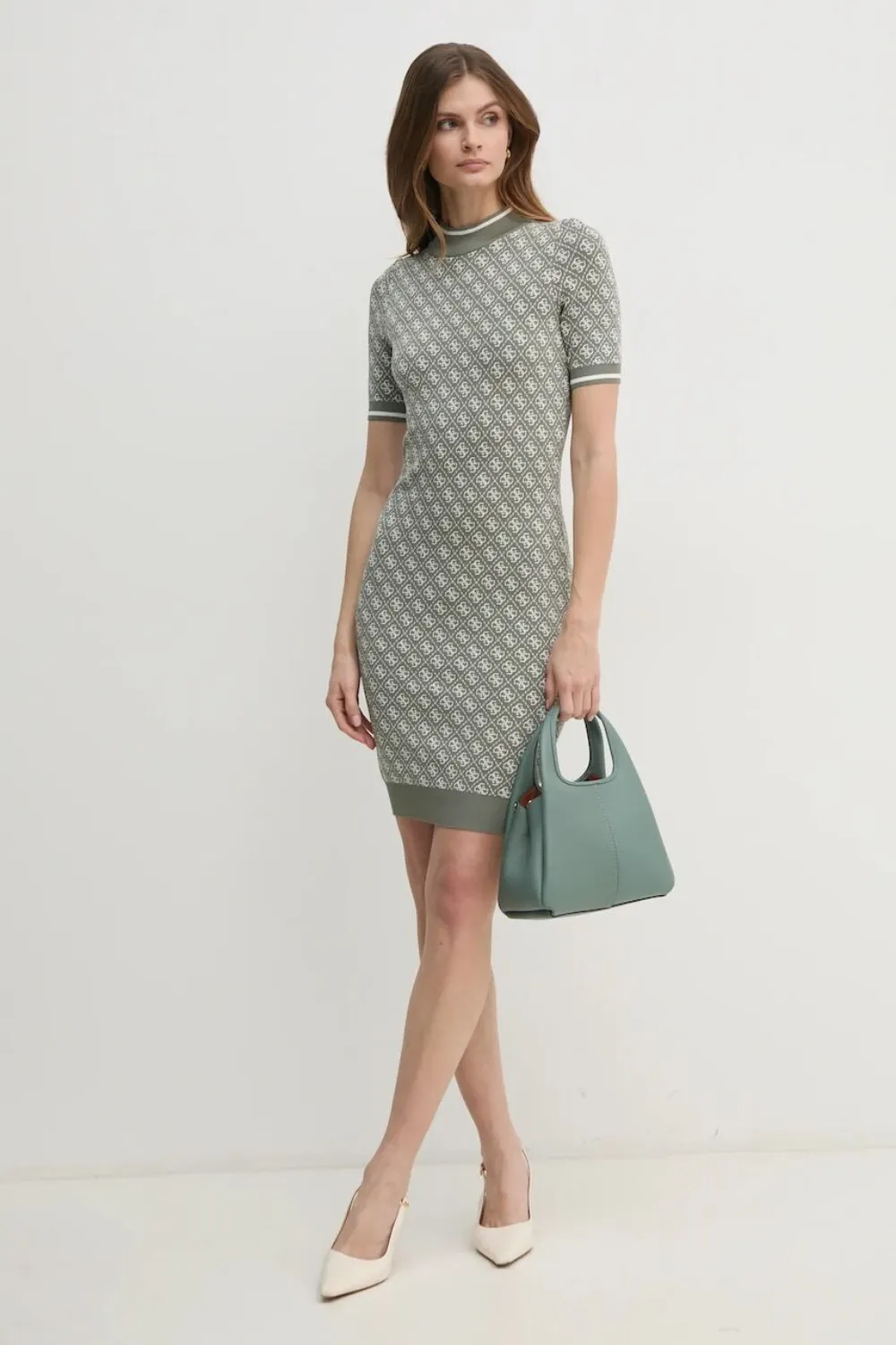 GUESS USA Abito corto con logo a maniche corte - Verde