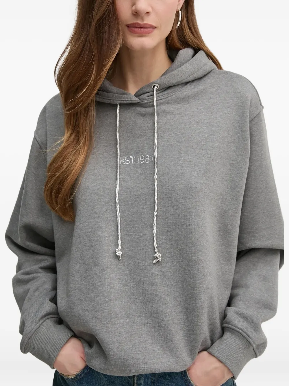 GUESS USA Hoodie verfraaid met stras Grijs