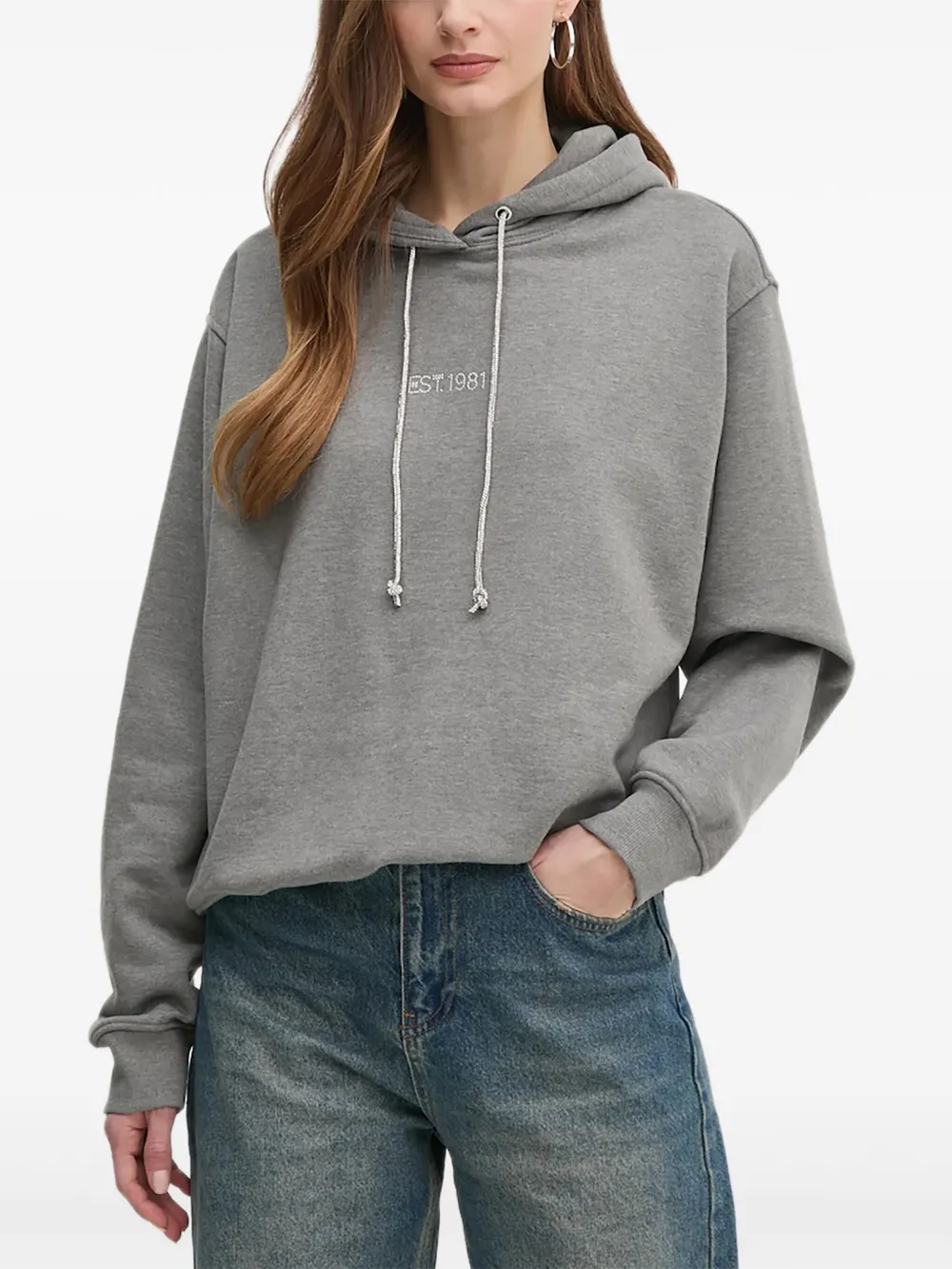 GUESS USA Hoodie verfraaid met stras Grijs