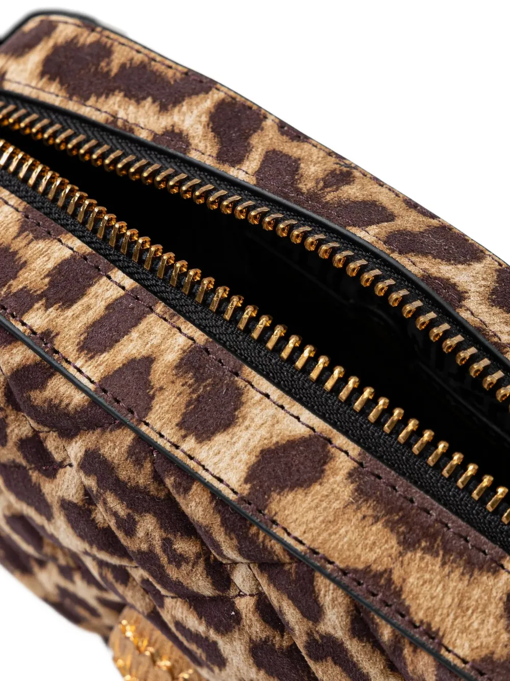 Kurt Geiger London Kleine gewatteerde crossbodytas met luipaardprint Bruin