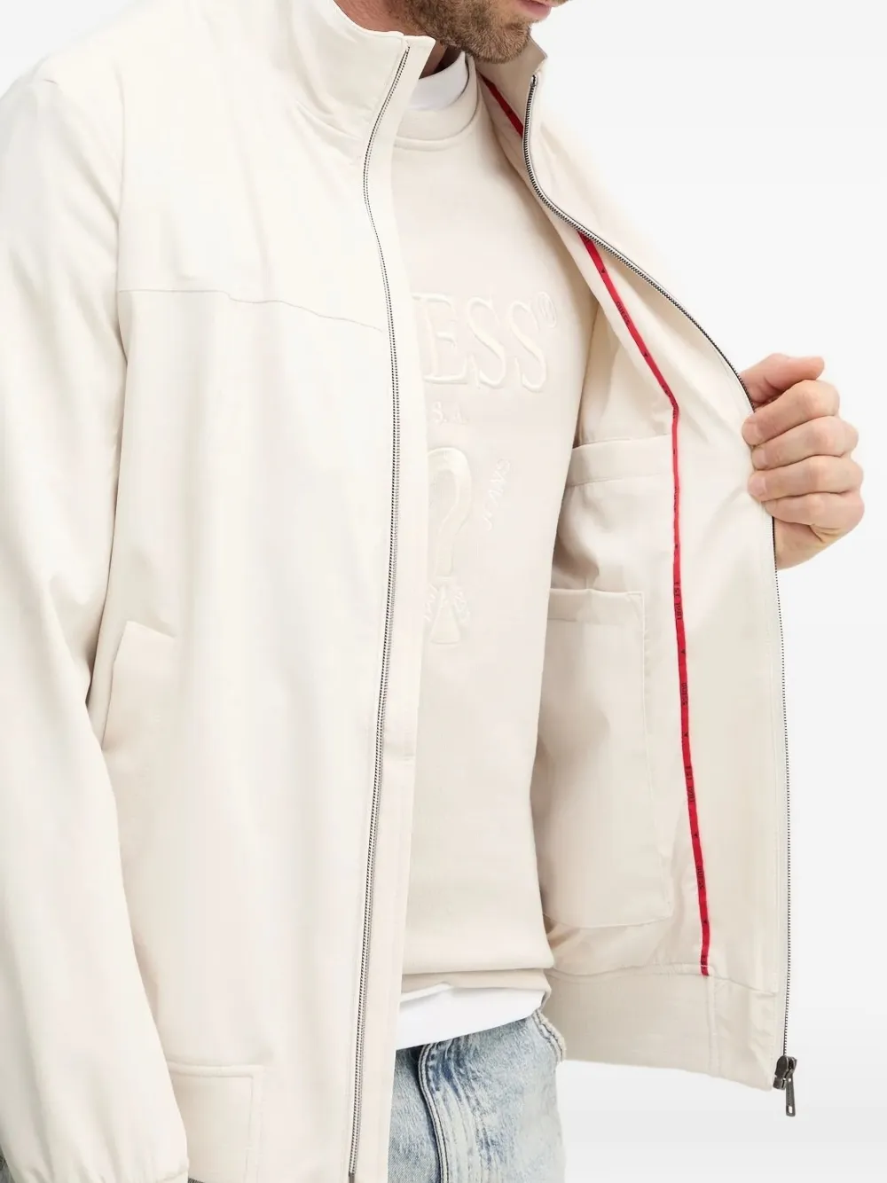 GUESS USA Jack met logoplakkaat en ritssluiting Beige