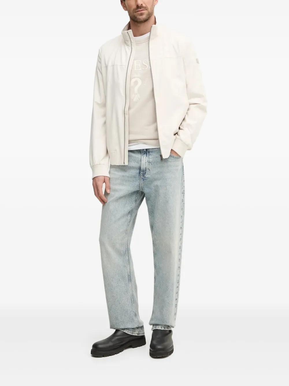 GUESS USA Jack met logoplakkaat en ritssluiting Beige