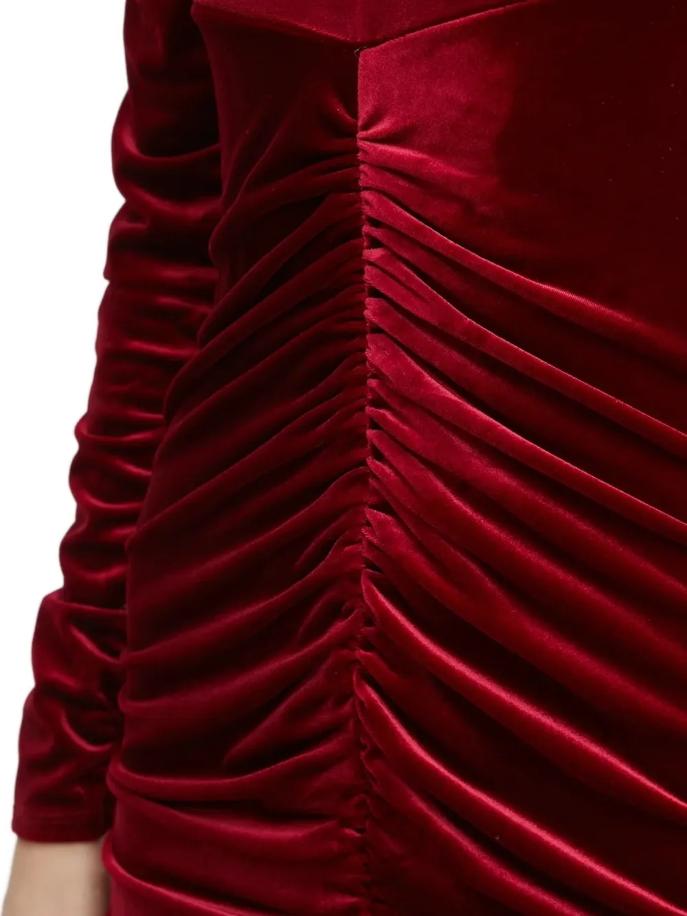 GUESS USA Fluwelen mini-jurk met ruches en lange mouwen Rood