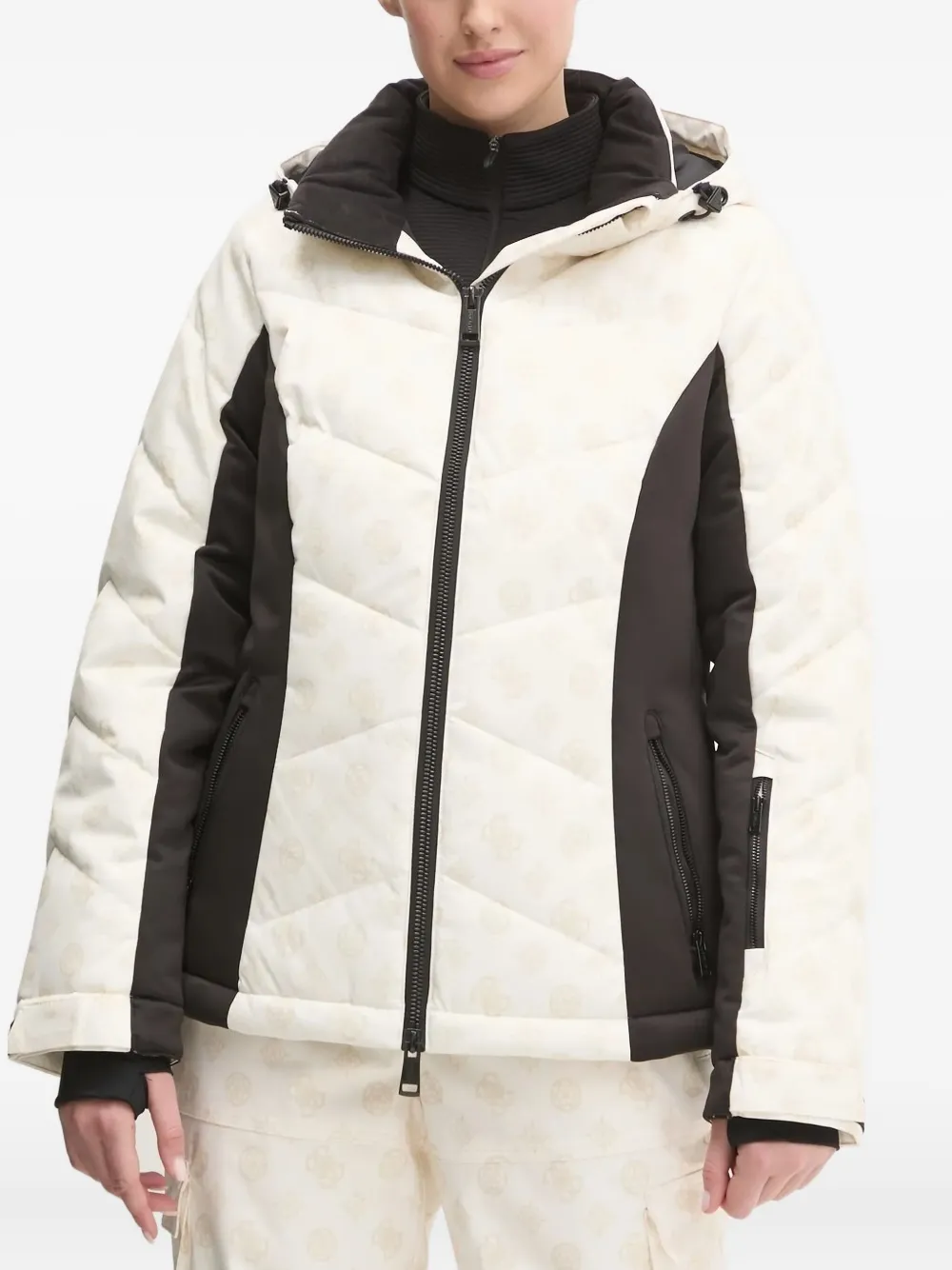 GUESS USA Gewatteerd ski-jack met logoprint Wit