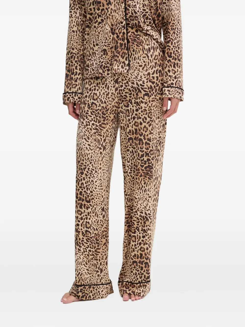 Guess Usa Leopard-print Pajama Set In Brown