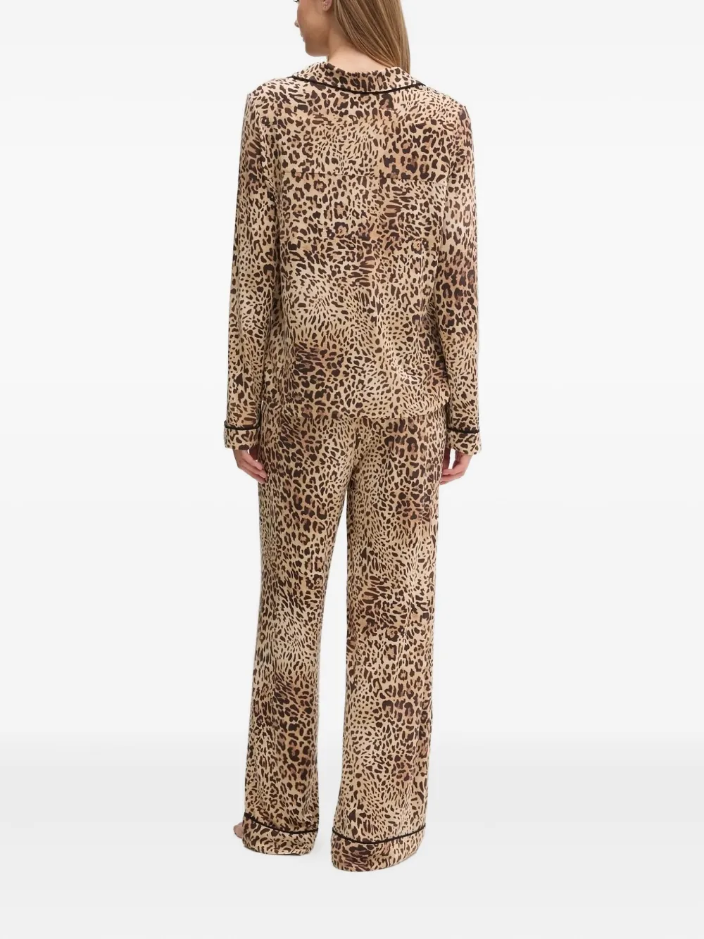 Guess Usa Leopard-print Pajama Set In Brown