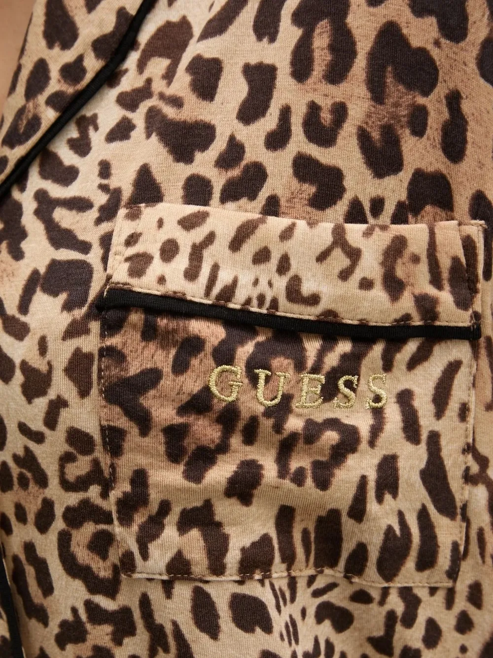 Guess Usa Leopard-print Pajama Set In Brown