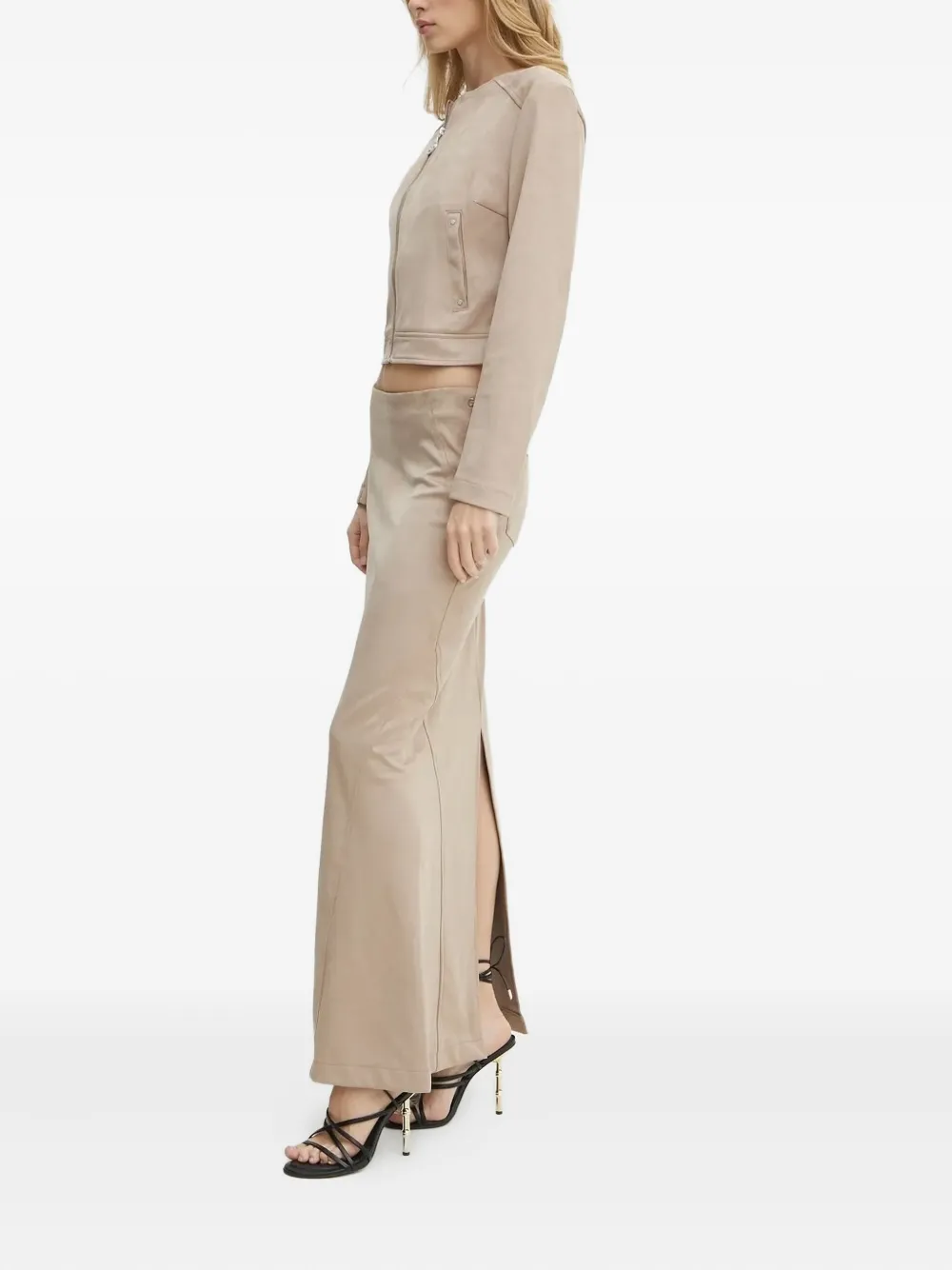 Guess Usa Side-seam Maxi Skirt In Neutral