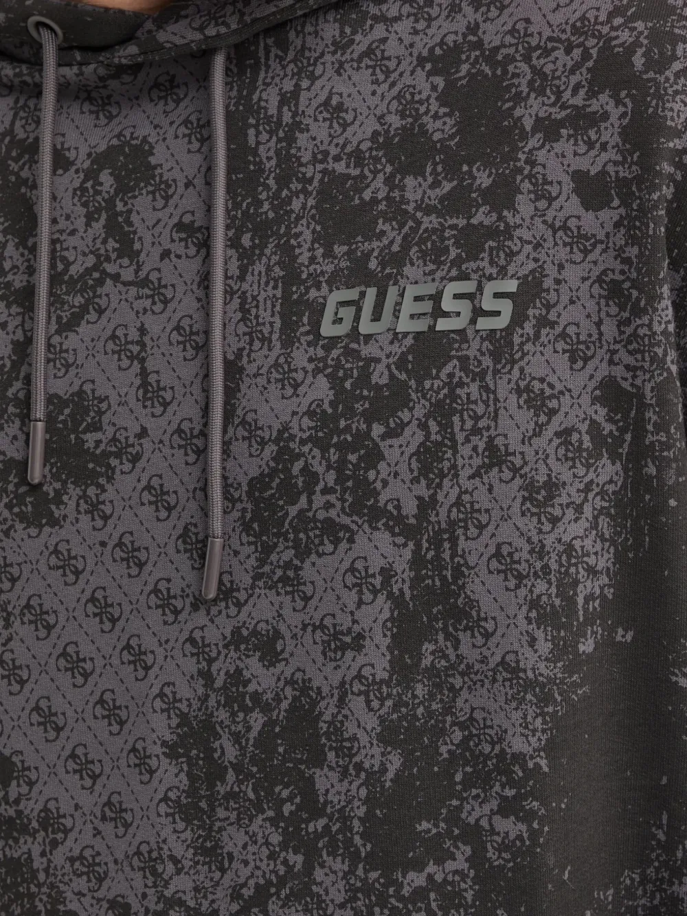 Guess Usa Logo-print Hoodie In Gray