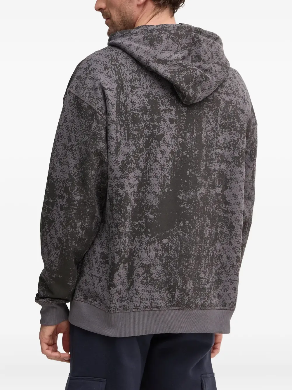 Guess Usa Logo-print Hoodie In Gray