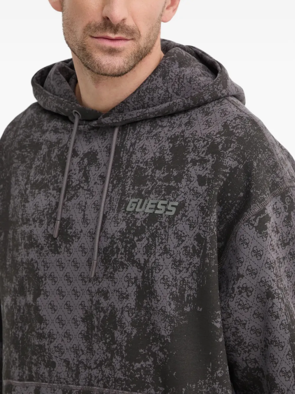 Guess Usa Logo-print Hoodie In Gray