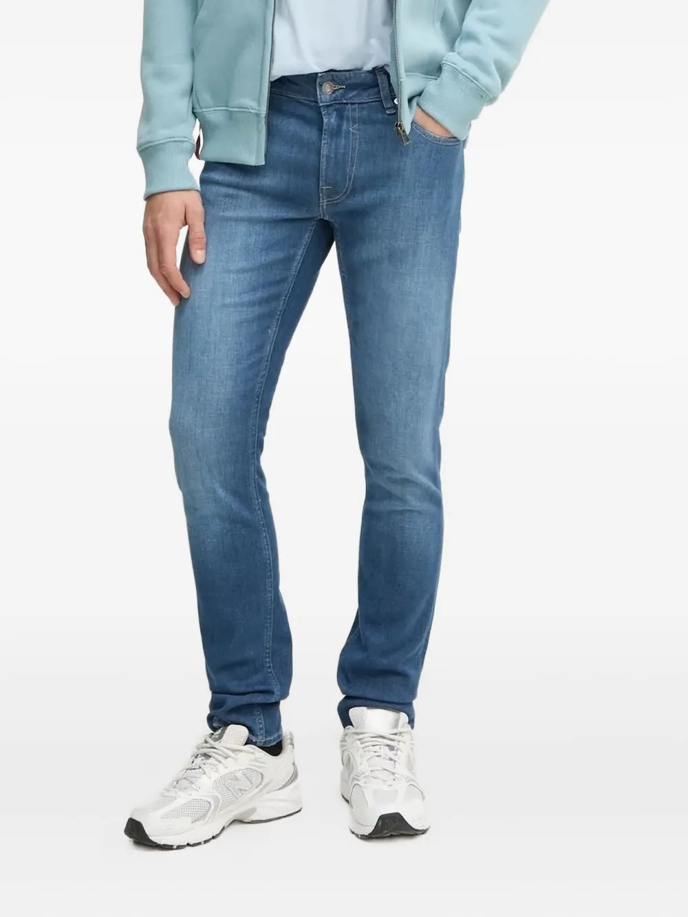 GUESS USA Skinny jeans met logopatch Blauw