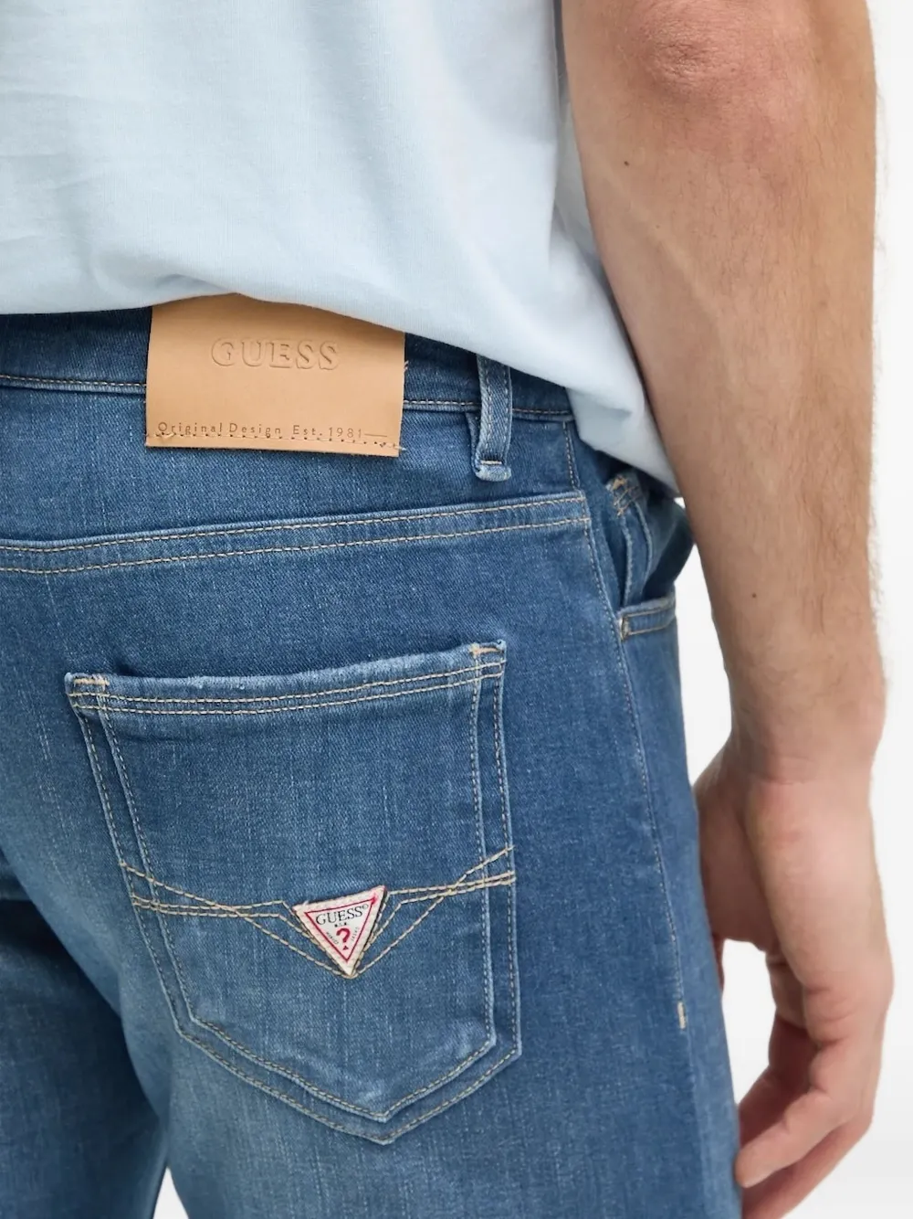 GUESS USA Skinny jeans met logopatch Blauw