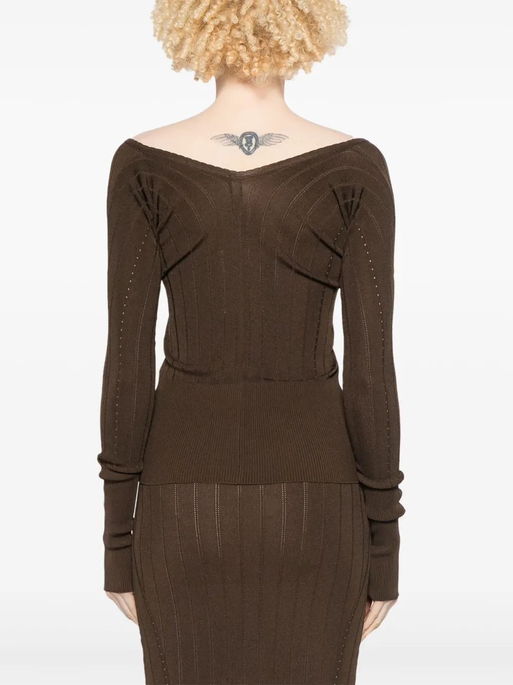 Jacquemus Pralu Ribbed-knit Top In Braun